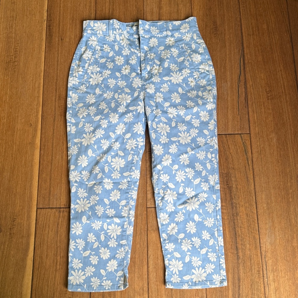 Bird by Juicy Couture Blue Floral Cropped Pants